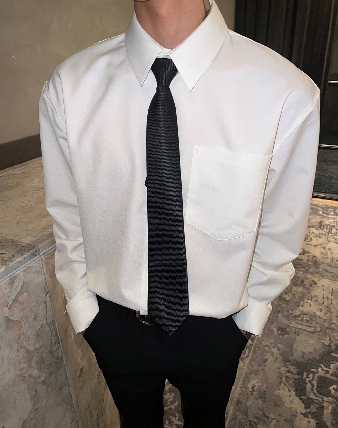 モードモノトーンシャツ mf2923【韓国モードファッション】