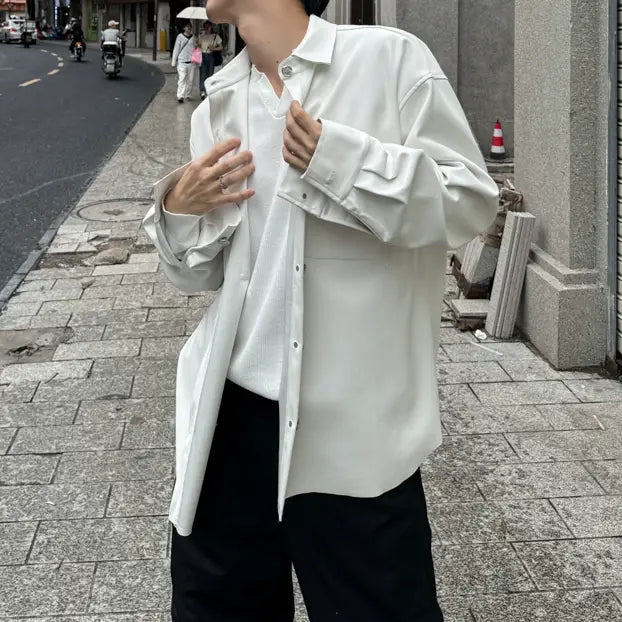 MODEFREAKのルーズレザーモードシャツ mf3082の画像