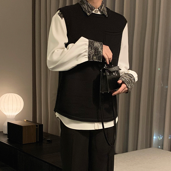 MODEFREAKのクルーネックシンプルベスト mf2191の画像