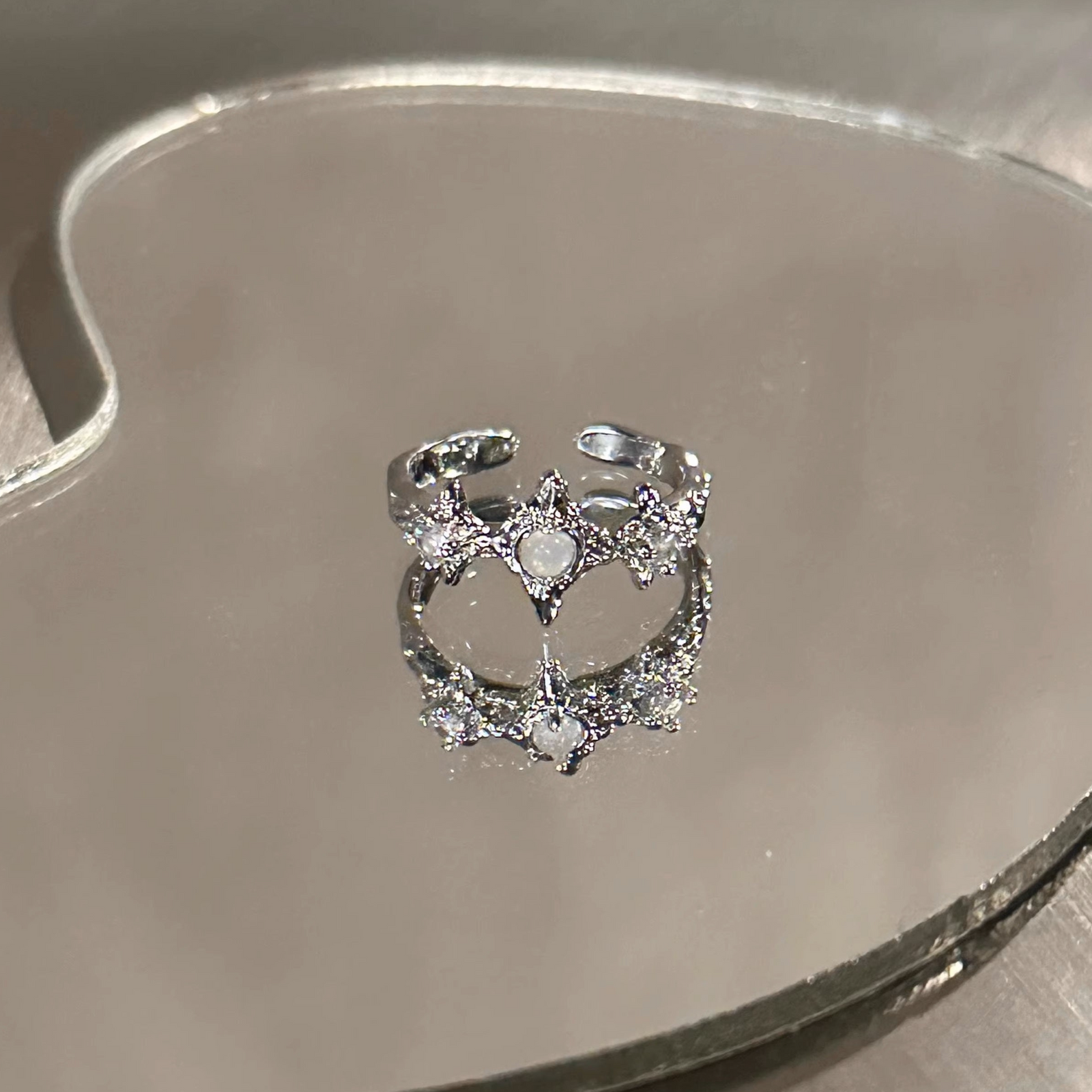 シルバー クリスタル サークルリング ホワイトクリスタルシルバーリングセット mf2623【韓国モード