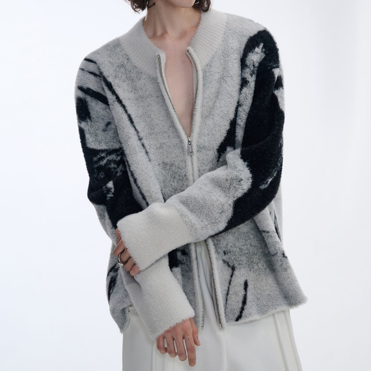 MODEFREAKのジップアップモードニュアンスニット mf3501の画像
