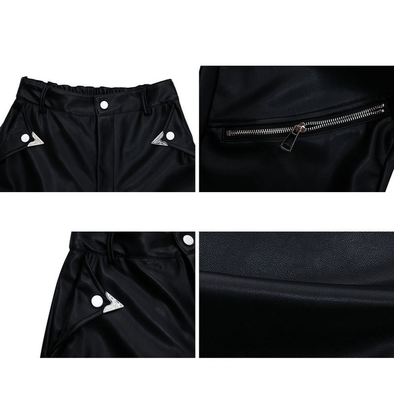 MODEFREAKのモードレザージップデザインパンツ mf3489の画像