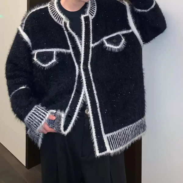 バイカラーモヘアタッチモードカーディガン mf3124