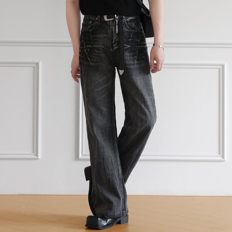 MODEFREAKのウォッシュドデザインストレートデニムパンツ mf3414の画像