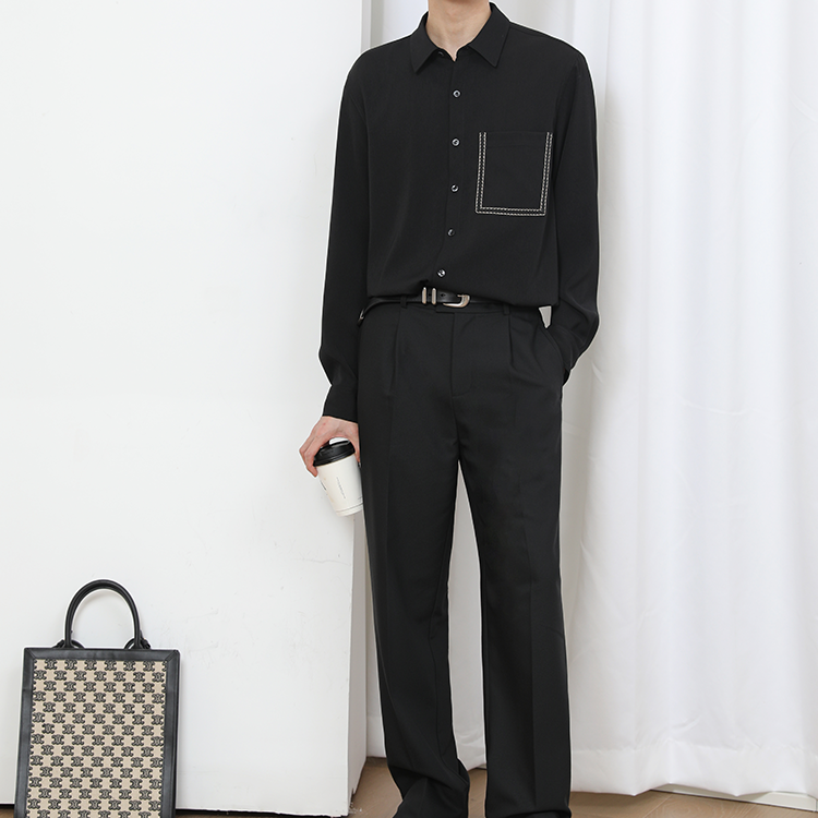 MODEFREAKのバイカラーステッチデザインシャツ mf2172の画像