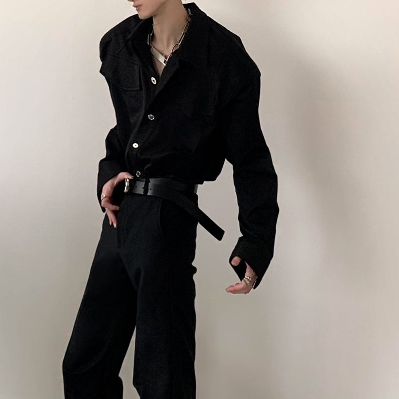 MODEFREAKのモードシルエットシルバーボタンシャツ mf3223の画像
