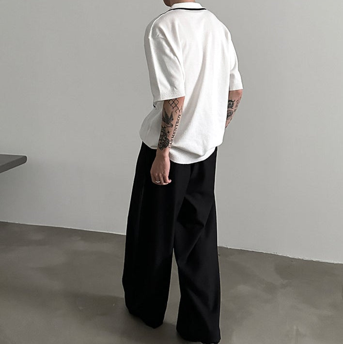 MODEFREAKのモノトーンラインコリアンポロトップス mf3383の画像