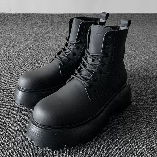 マットレザー厚底ブーツ mf3173【韓国モードファッション】 マットレザー厚底ブーツ mf3173【韓国モードファッション】