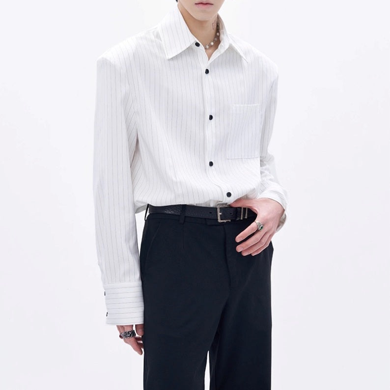 MODEFREAKのストライプモードシャツ mf3326の画像