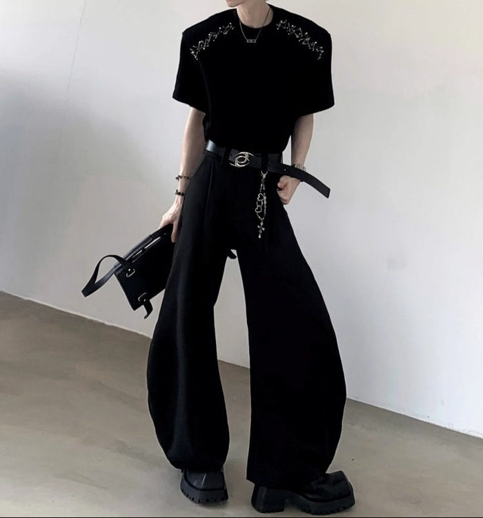 ショルダーモードデザインTシャツ mf3468【韓国モードファッション】