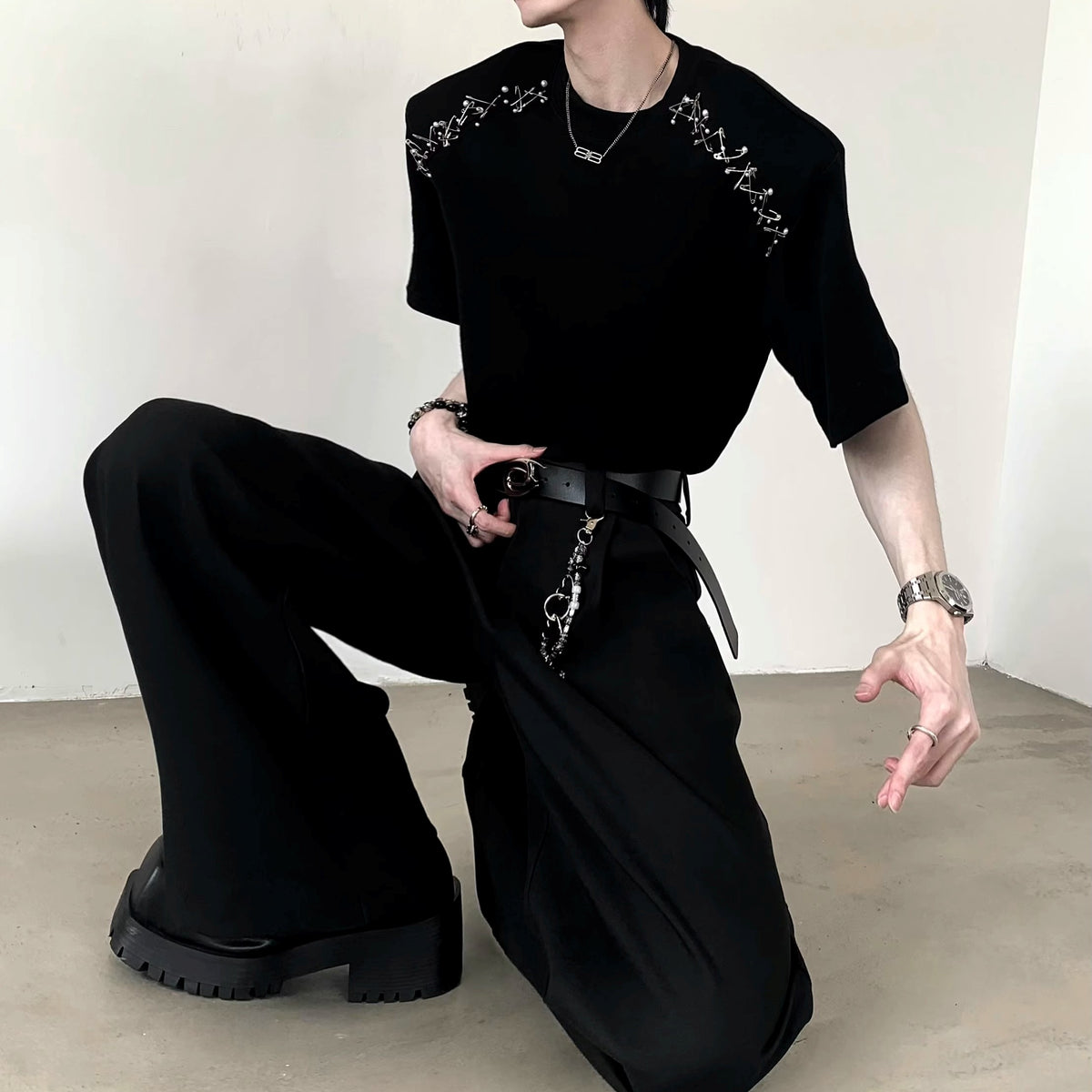 MODEFREAKのショルダーモードデザインTシャツ mf3468の画像
