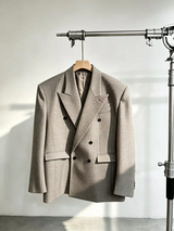 Double-breasted loose satin jacket mf3599