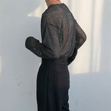 MODEFREAKの【最短即日発送】モノトーンメッシュトップス mf1869の画像