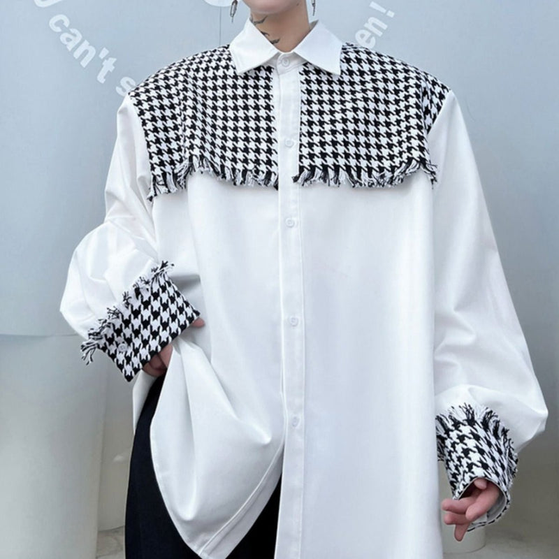 MODEFREAKの【最短即日発送】千鳥柄バイカラーシャツ mf2224の画像