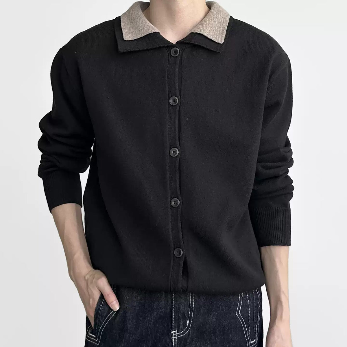 モードバイカラーポロニット mf3878 black