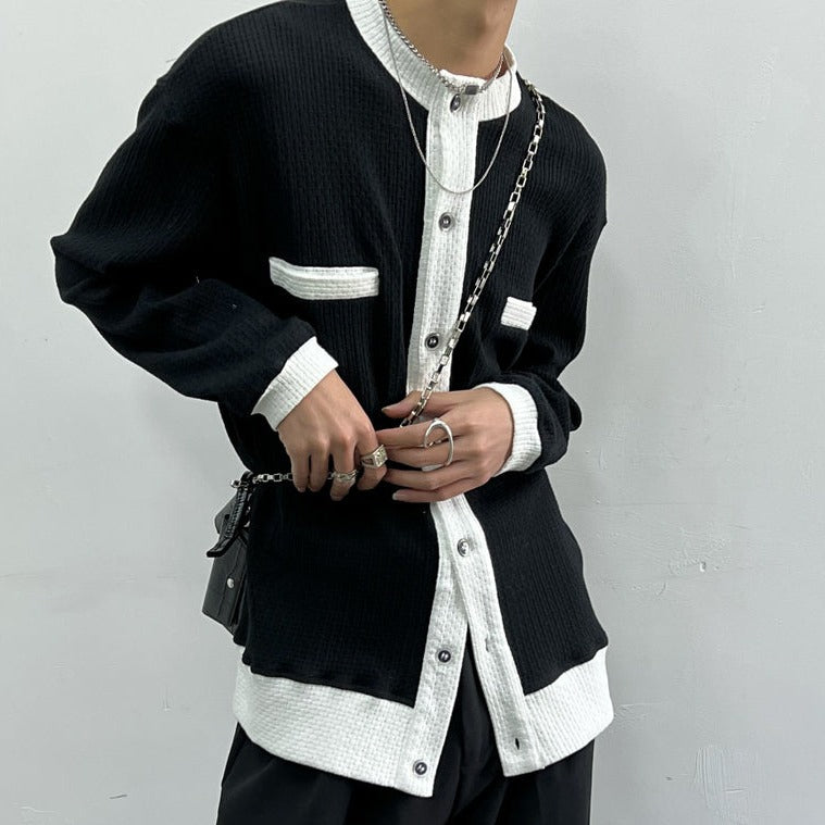 MODEFREAKのバイカラーワッフルカーディガンの画像13