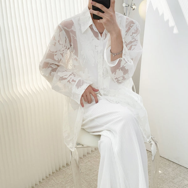 MODEFREAKのシースルー総柄シャツ mf0980の画像