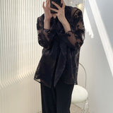 MODEFREAKのシースルー総柄シャツ mf0980の画像