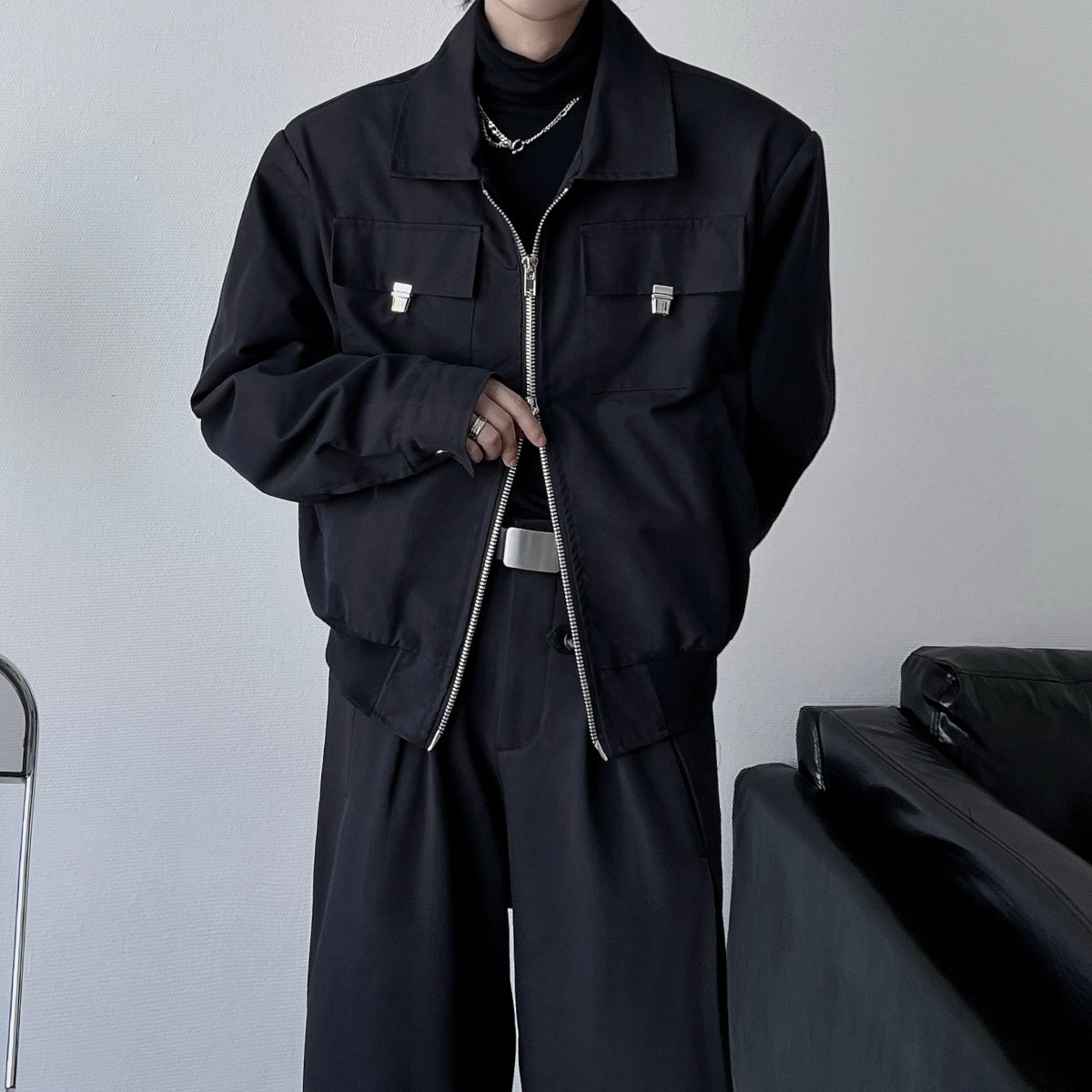 モード クロップド ジャケット スタンドカラー 韓国 黒 hr7914 GoldenWeek FAIR】FARAH Stand Collar Zip Up Blou