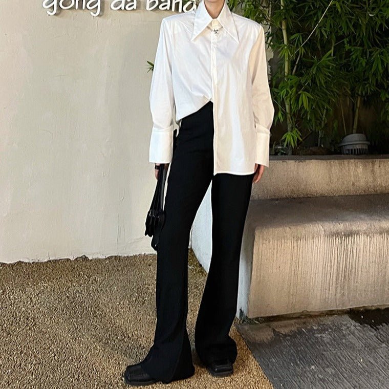 MODEFREAKのフレアモノトーンスラックス mf1410の画像