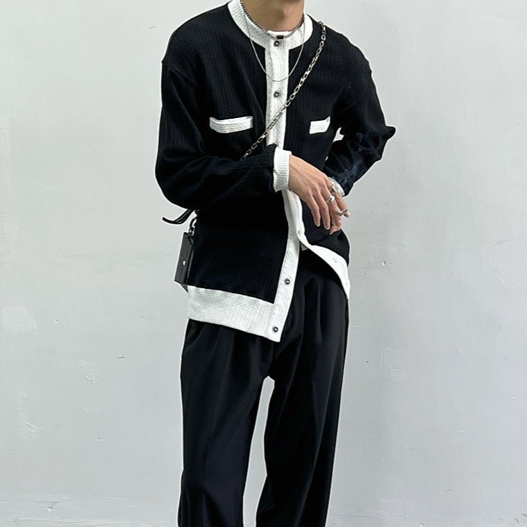 MODEFREAKのバイカラーワッフルカーディガン mf1514の画像