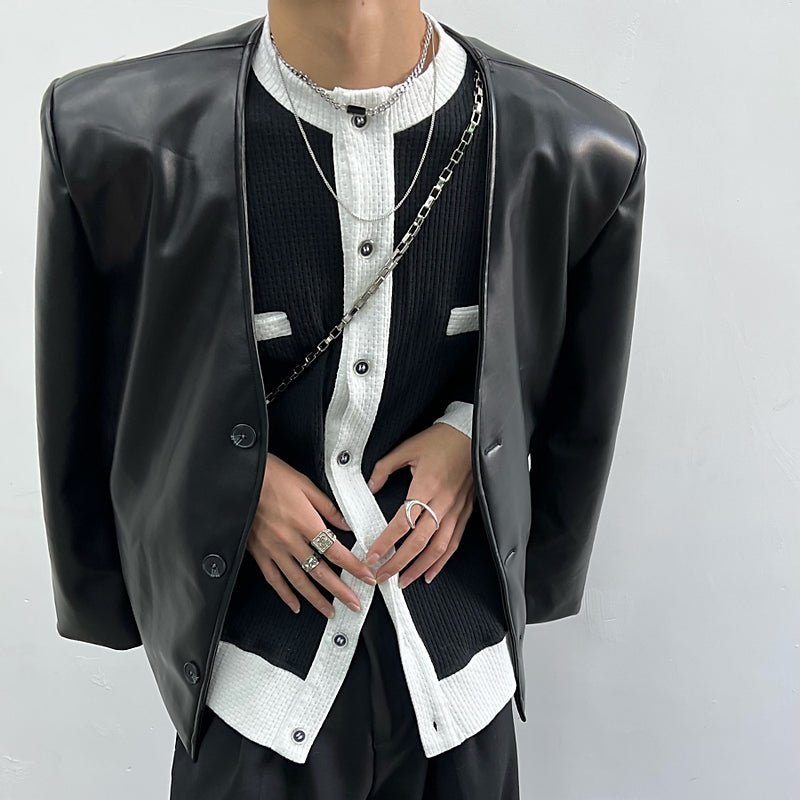 MODEFREAKのバイカラーワッフルカーディガン mf1514の画像