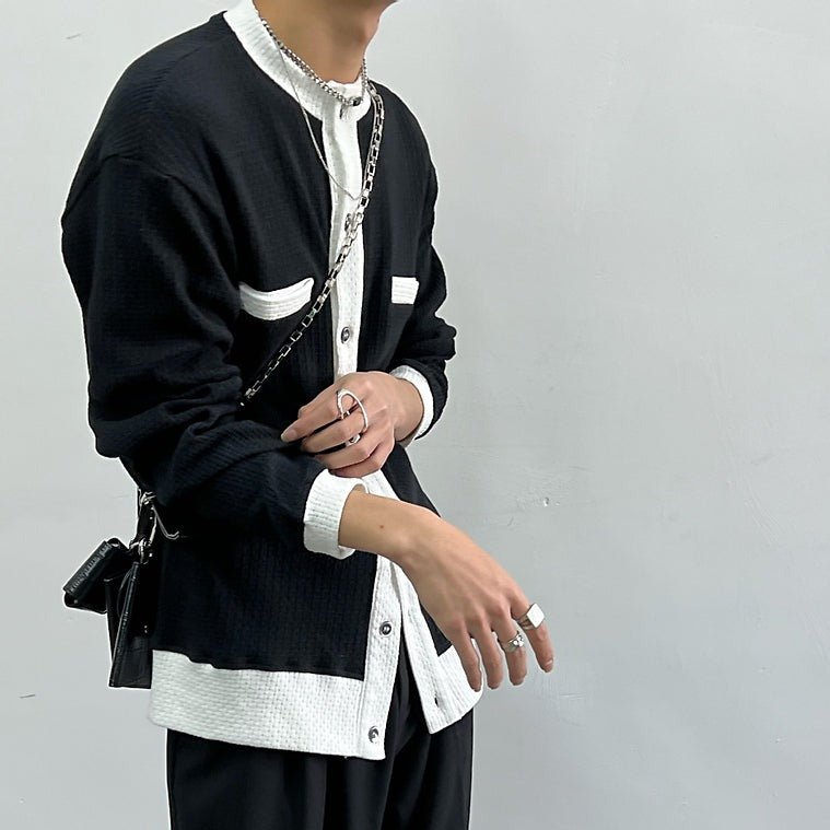 MODEFREAKのバイカラーワッフルカーディガン mf1514の画像