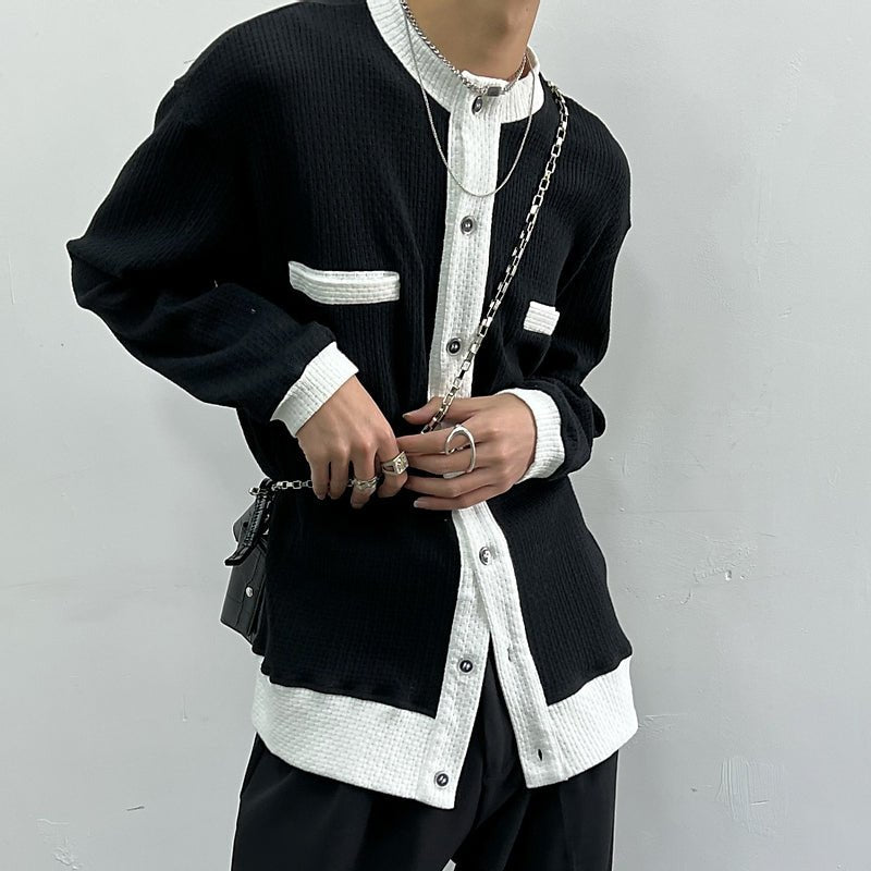 MODEFREAKのバイカラーワッフルカーディガン mf1514の画像