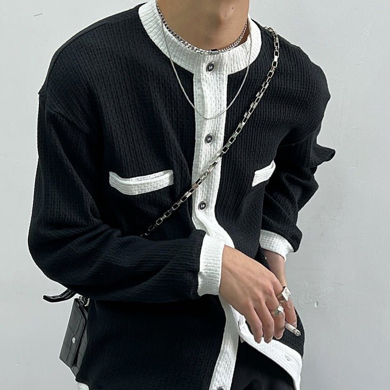 MODEFREAKのバイカラーワッフルカーディガン mf1514の画像