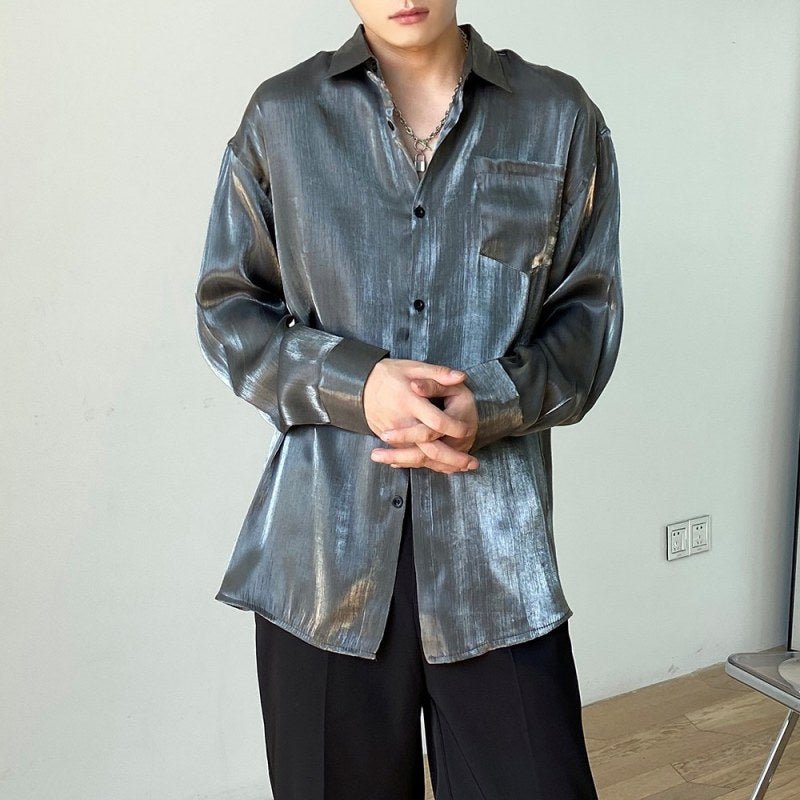 MODEFREAKのサテンモノトーンシャツ mf1556の画像
