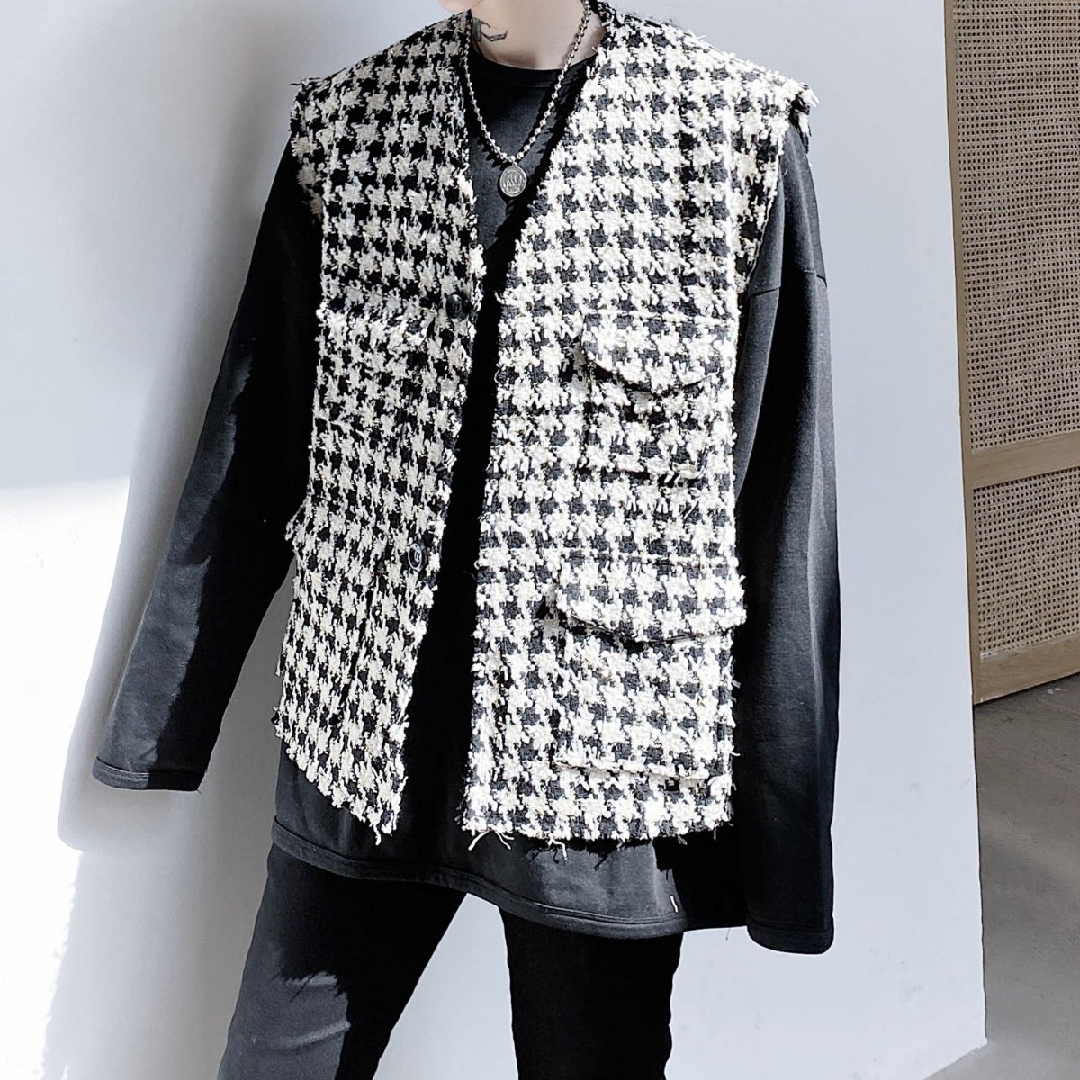 G/FORE韓国ジーフォアメンズ　ニットベスト秋冬人気 韓国 メンズ ベスト◇G.O.C(ジーオーシー)ビッグシルエット