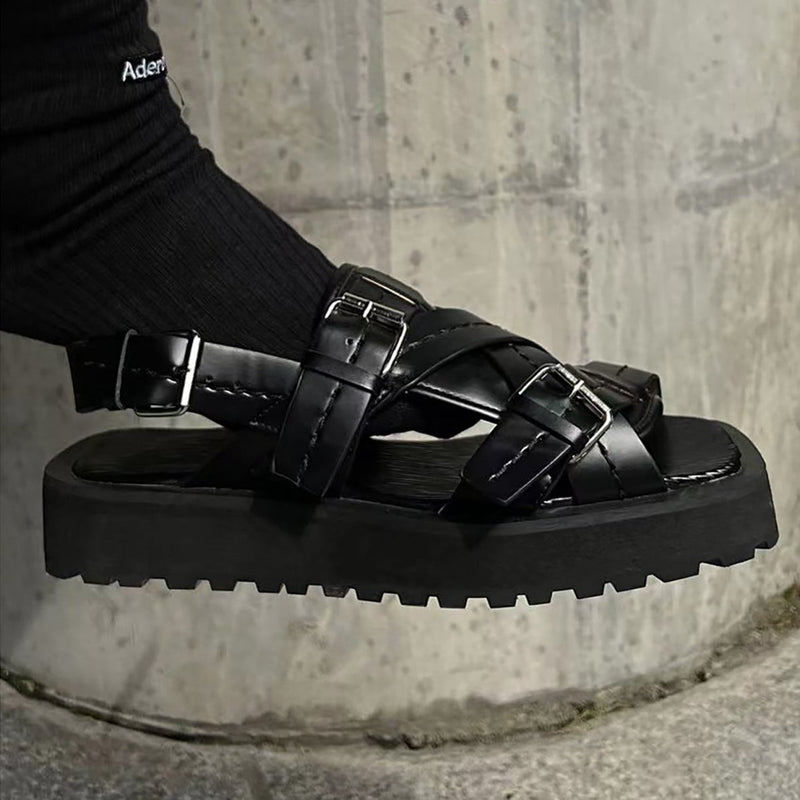 MODEFREAKのレザーバックルフラットシューズ mf1781の画像5