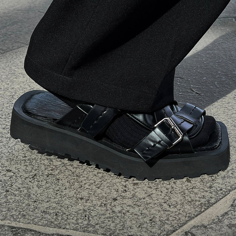 MODEFREAKのレザーバックルフラットシューズ mf1781の画像6