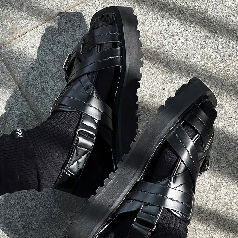 MODEFREAKのレザーバックルフラットシューズ mf1781の画像7