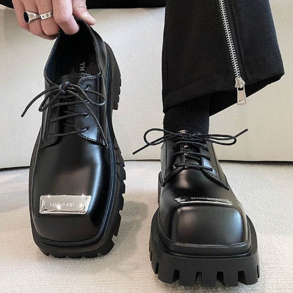 Leather square platform shoes mf1838【韓国モードファッション】