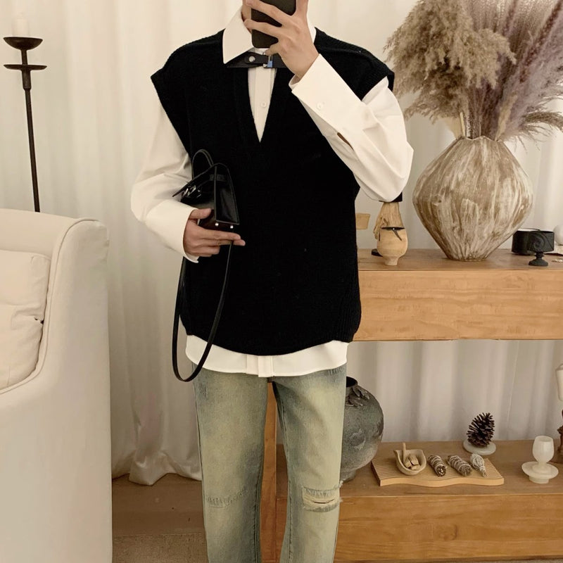 MODEFREAKのニットルーズライトベスト mf1893の画像