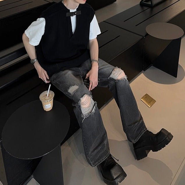 MODEFREAKのニットルーズライトベスト mf1893の画像