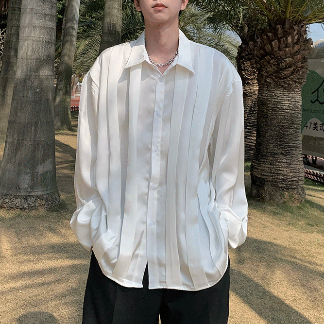 MODEFREAKのラグジュアリープリーツデザインシャツ mf1902の画像