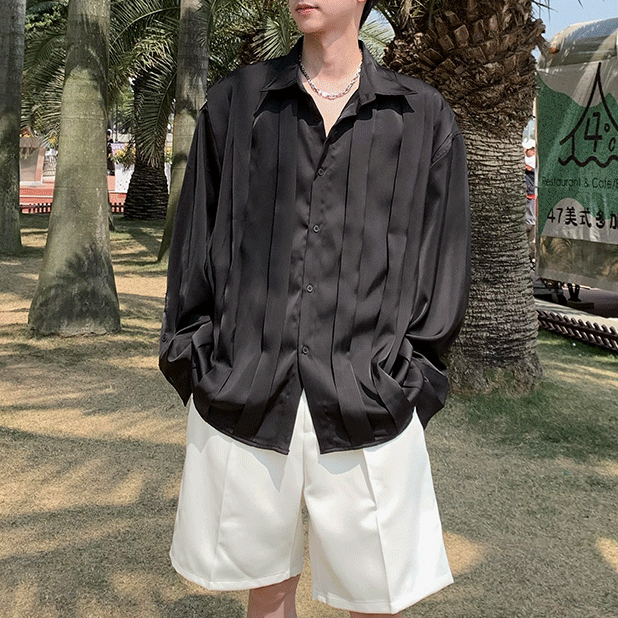 MODEFREAKのラグジュアリープリーツデザインシャツ mf1902の画像