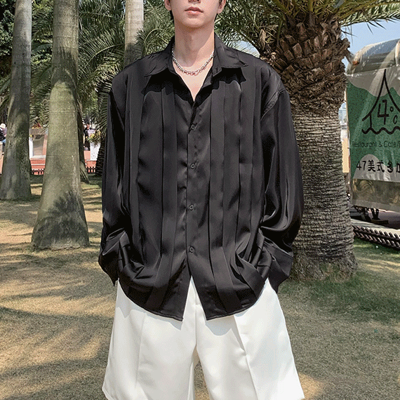 MODEFREAKのラグジュアリープリーツデザインシャツ mf1902の画像