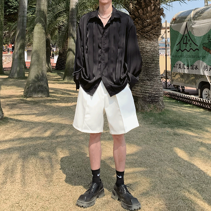 MODEFREAKのラグジュアリープリーツデザインシャツ mf1902の画像