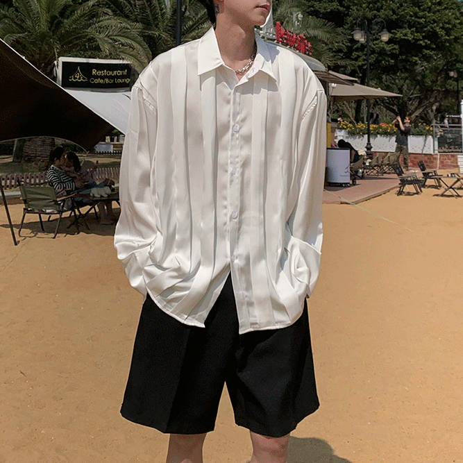 MODEFREAKのラグジュアリープリーツデザインシャツ mf1902の画像