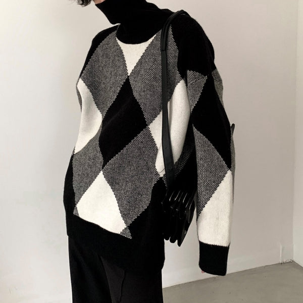 MODEFREAKのルーズチェックニットトップス mf2113の画像