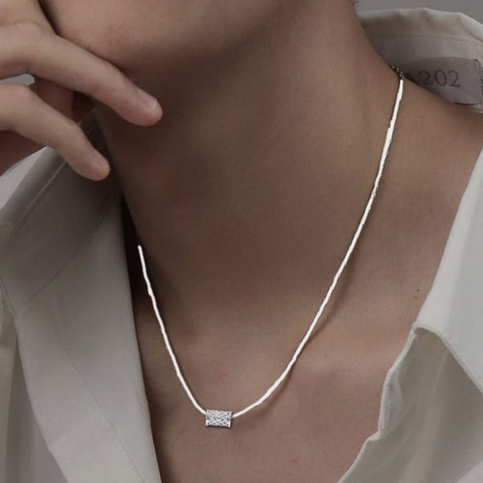 ワンポイントシルバーネックレス mf2134【韓国モードファッション】
