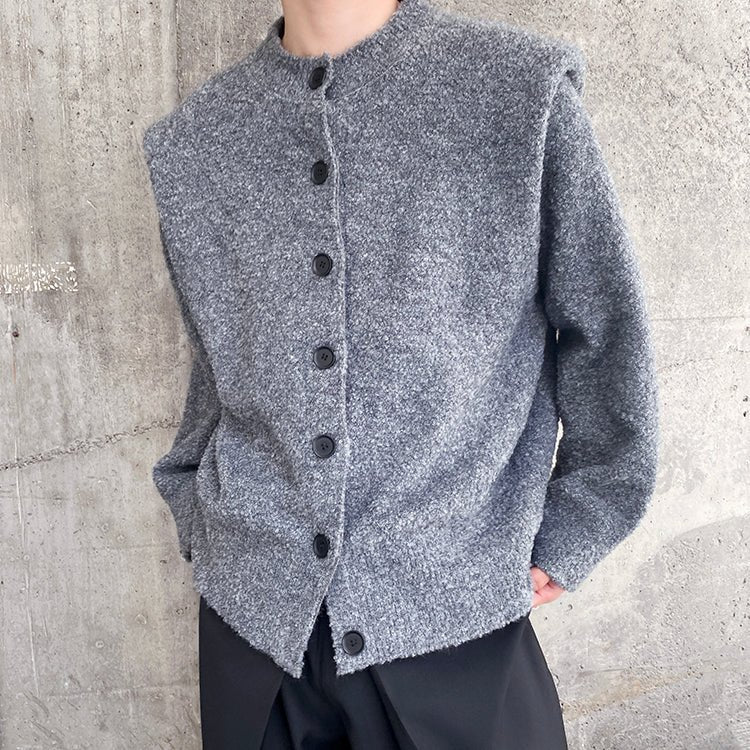 MODEFREAKのタックショルダーニットカーディガン mf2135の画像