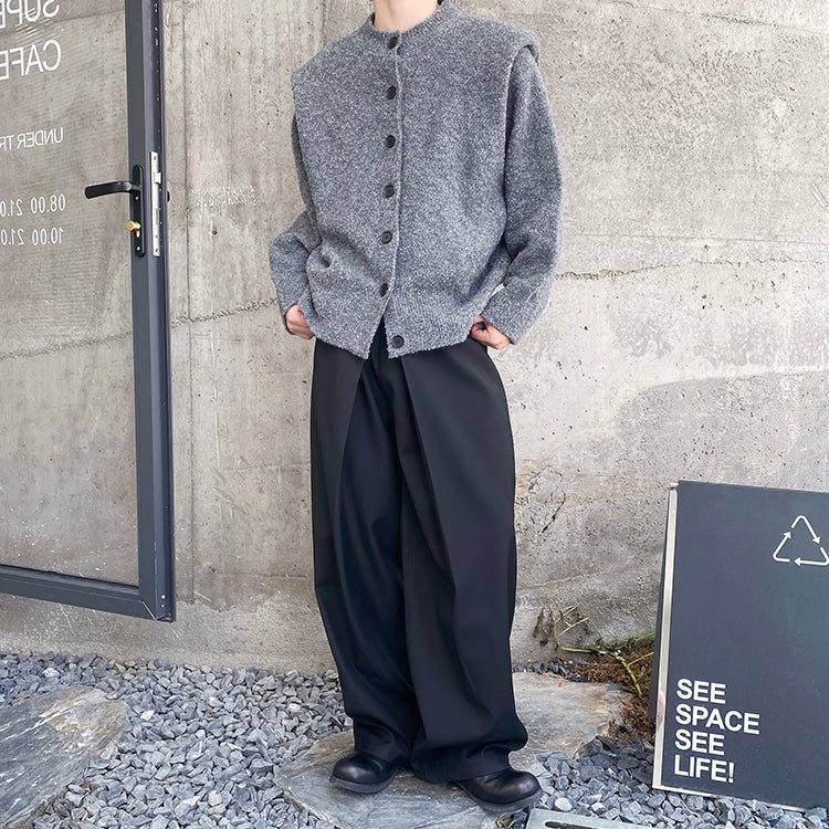 MODEFREAKのタックショルダーニットカーディガン mf2135の画像