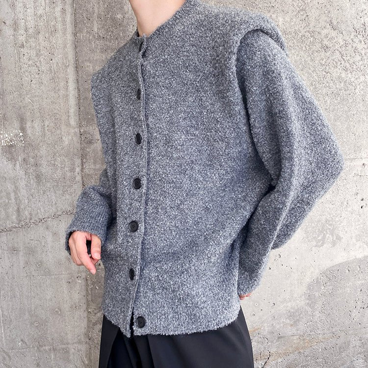 MODEFREAKのタックショルダーニットカーディガン mf2135の画像