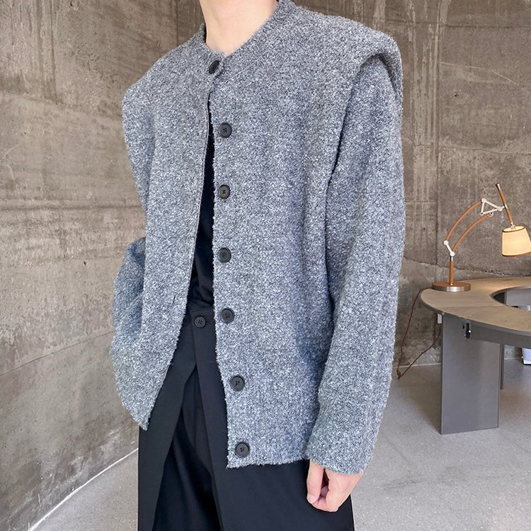 MODEFREAKのタックショルダーニットカーディガン mf2135の画像