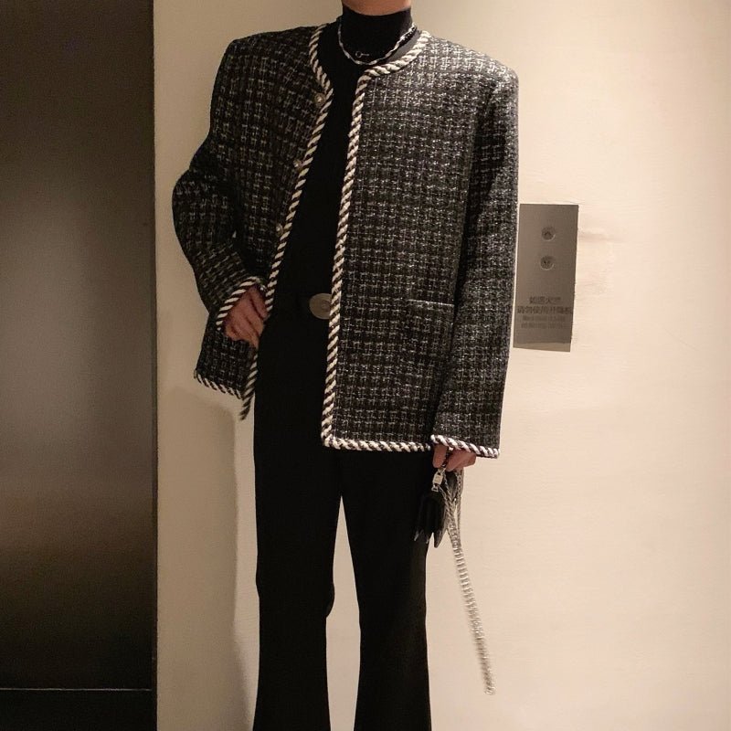 MODEFREAKのノーカラーツイードジャケット mf2154の画像