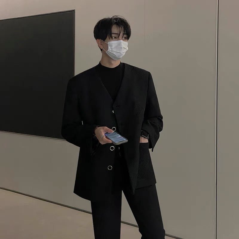MODEFREAKのモノトーンVネックジャケット mf0532の画像